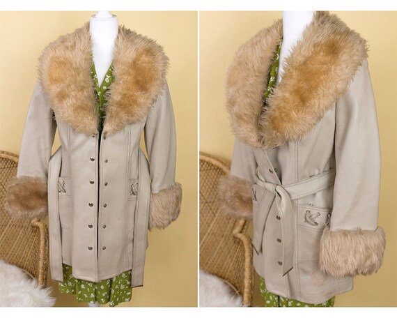Vintage Faux Leather and Fur Penny Lane Coat