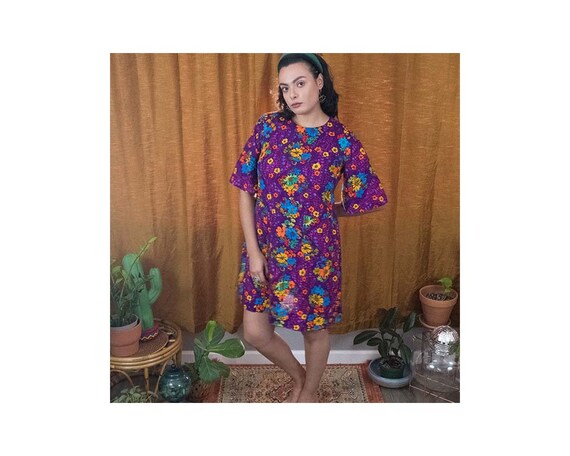 Vintage 1960s Fluorescent Purple Mini Dress