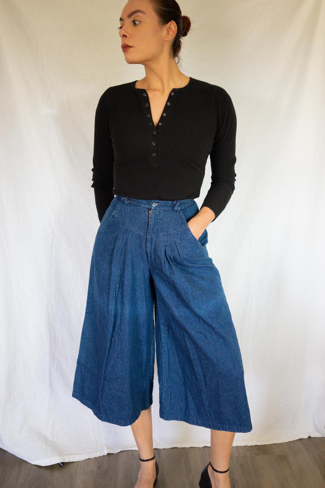 1970s Denim Gauchos - Etsy 1970s Denim Gauchos - Etsy