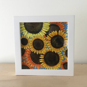 Autumn Sunflowers, Framed Print, White Wooden Frame, 8x8 inches, Square
