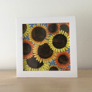 Autumn Sunflowers #2, Framed Floral Print, White Frame, 6x6 Square, Ready to Hang