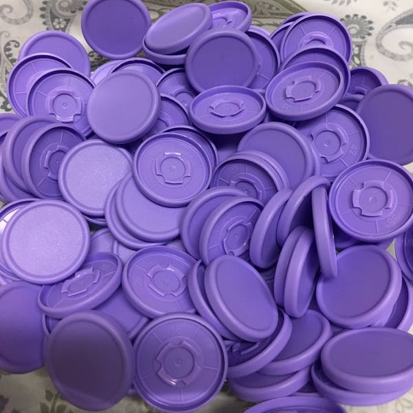 50 Medium lilac lavender light purple Vial caps medicine flip off for ID badge reel crafts Valentine's Day heart love cupid nurse rn lpn dr