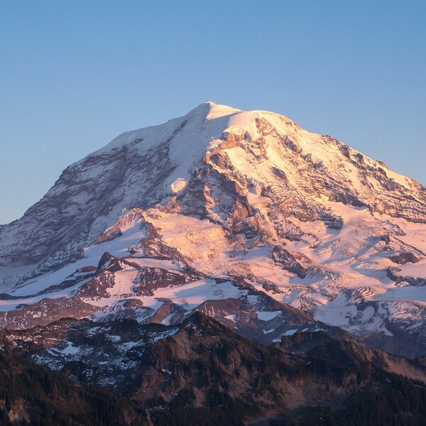Mount Rainier Golden Hour, Mountain, National Park, Sunset, Nature, Landscape, Photography, Digital Print