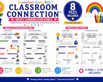 Teacher Weekly Classroom Newsletter and Family Update forms  (8) Editable PDF & PNG  Teacher Parent Communication Printable Digital Download