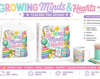 1 Teacher PNG Clipart | Teacher Sublimation Design |  School Supplies | Teacher T-Shirt, Mug & Tote Bag Design | Instant Digital Download
