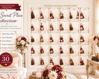 Prayer Wall Cards Printable PDF | Scripture Memory Cards | Bible Study Cards | Christian Prayer Journal | Faith Reflection