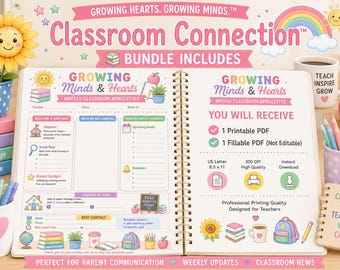 Weekly Classroom Newsletter | Fillable PDF | Printable Teacher Newsletter | Parent Communication Template | Elementary Teacher Printable