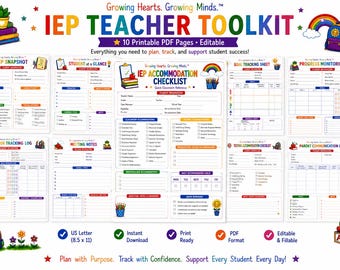 Teacher IEP Bundle | 10 Editable PDF Forms | IEP Parent Communication, Progress Monitoring, Behavior Tracking | Instant  Digital Download