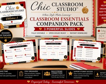 Editable Meet the Teacher PowerPoint 3 Premium Classroom Presentation Slides Open House Back to School Teacher Template (Digital Download)
