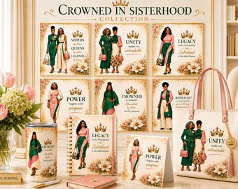 AKA-inspired Sorority Artwork, Greeting card (Digital Download) Pink and Green Wall Art,  1908 Artwork, Black Woman journal art PNG Art