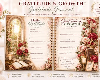 Gratitude Journal Printable, Faith Journal Pages, Prayer Journal, Vision Board download,  Prayer Wall Art (Digital Download)