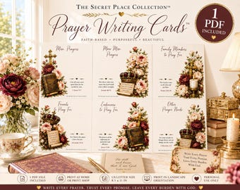 Misc. Prayer Wall Card Printable PDF | Scripture Memory Cards | Bible Study Cards | Christian Prayer Journal | Faith Reflection