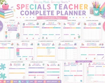 Specials Teacher Planner Bundle Teacher Planner Printable Emergency Lesson Planner Teacher Binder Classroom Organization Homeschool Planner