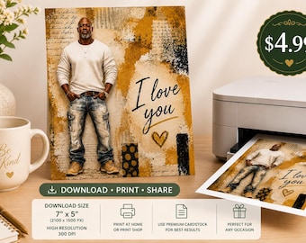 Black Man PNG, Inspirational Black Man Digital Download, Printable Wall Art, Greeting Card Design, Journal Art, Instant Download I Love You