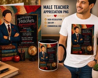 Male Teacher Wall Art PNG Man Teacher Download Black Educator Digital Download Classroom Decor Teacher Appreciation Gift