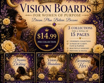 Black Woman Vision Board Printable, Faith Journal Pages, Future Self Planner, Purpose and Possibilities Collection, Digital Download