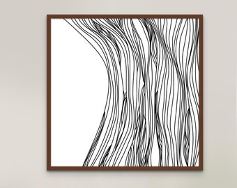 Bark 1 - line drawing, line art, illustration, graphic art, digital art, print, modern, contemporary, living room decor, handmade, minimal