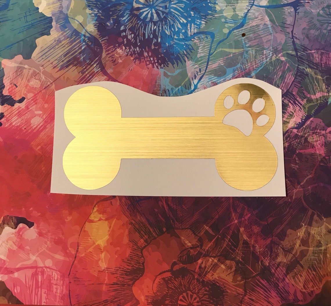 Gold Dog Bone Vinyl Sticker | Etsy