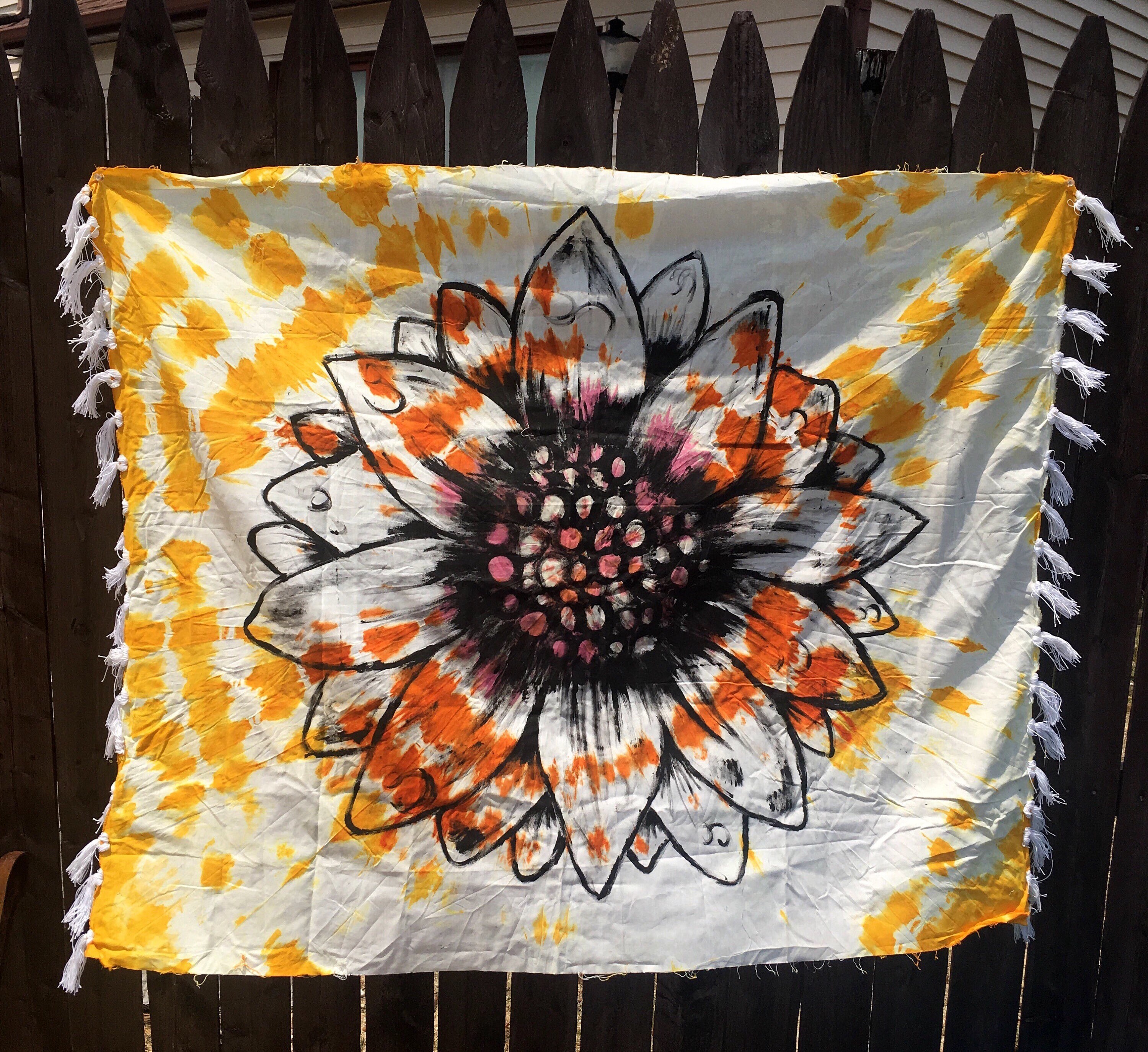 Sunflower Tie Dye Wall Tapestry Etsy