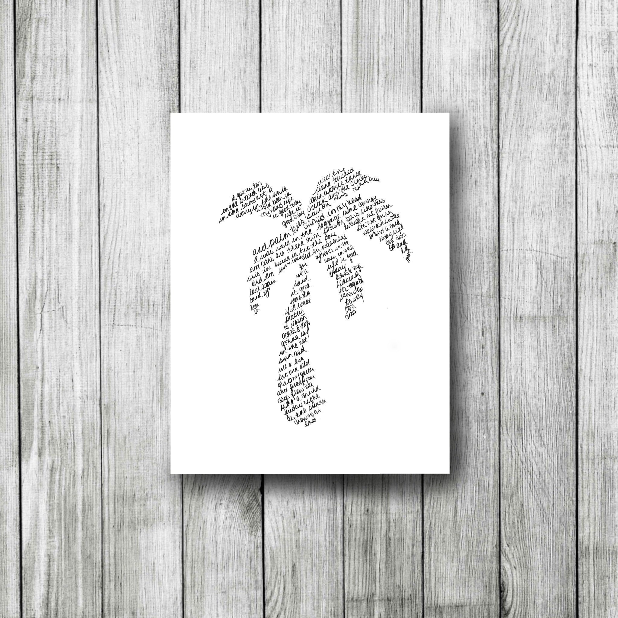 Palm Tree Word Drawing - Etsy