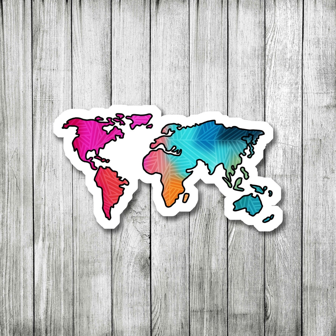 World Sticker Vector World Map Sticker - Etsy