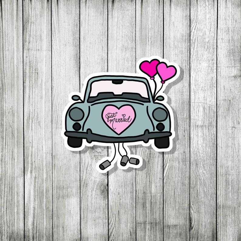 Autocollant de voiture juste marié | Etsy
