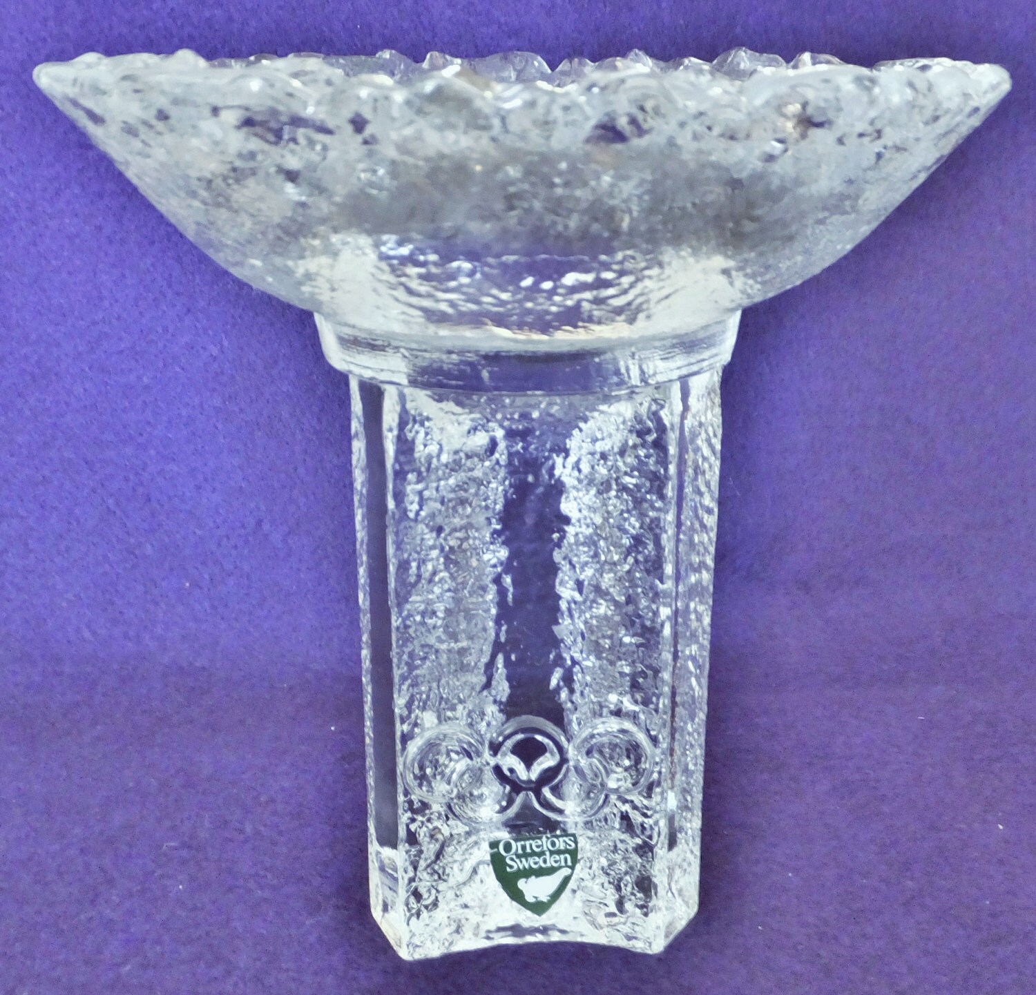Orrefors Crystal Sweden 1984 Olympic Torch Candle holder Etsy
