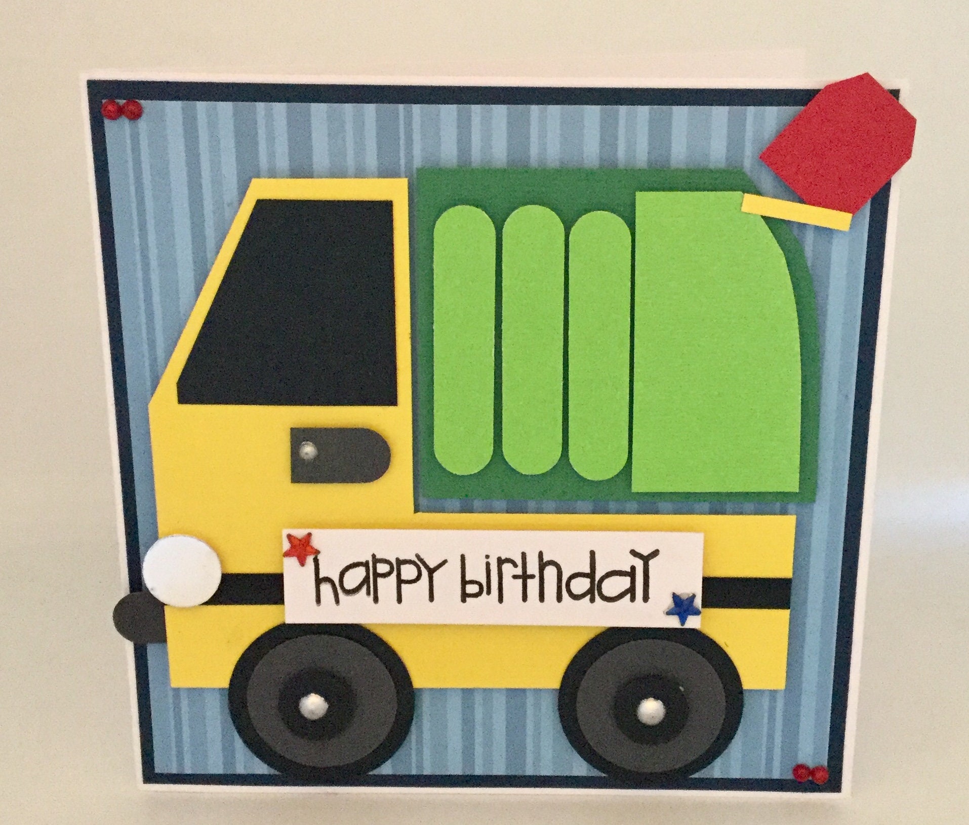 Garbage truck birthday card Etsy