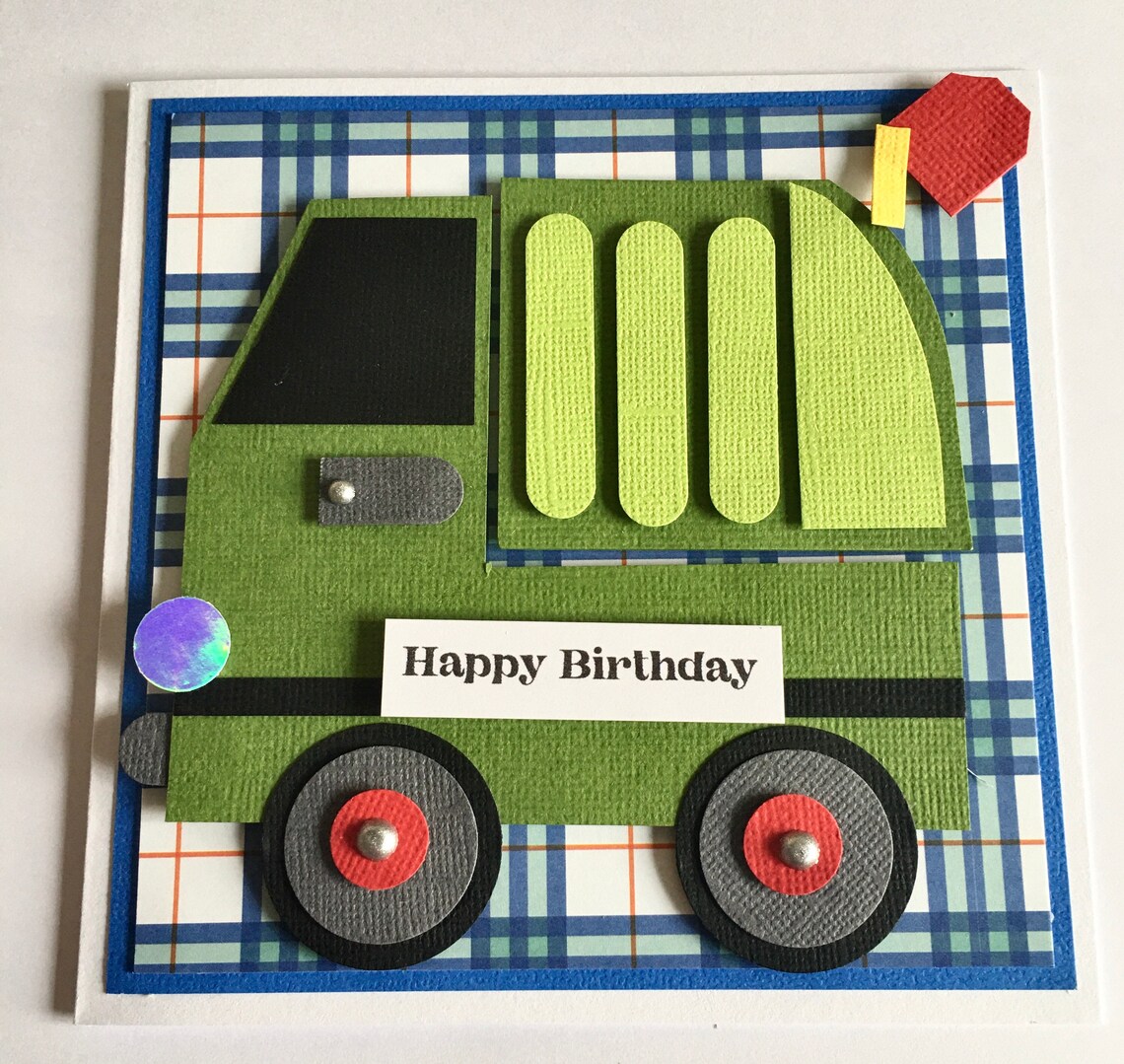 Garbage truck birthday card | Etsy