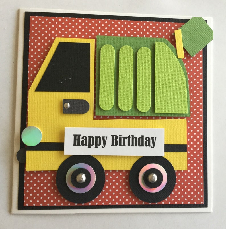 Garbage truck birthday card | Etsy