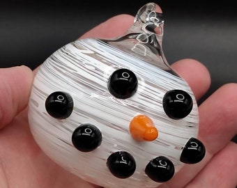 Hand blown glass snowman face christmas ornament!