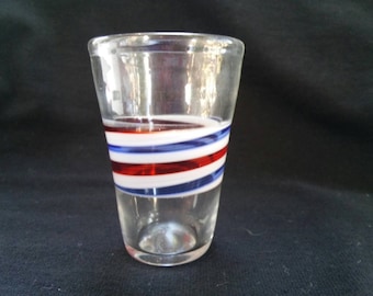 Barbershop pole style hand blown shot glass!!