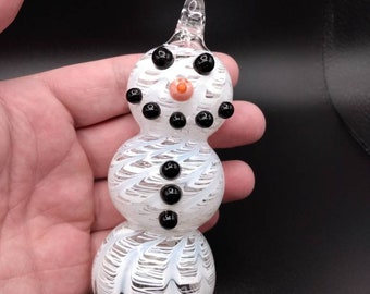 Hand blown glass snowman Christmas ornament!