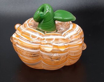 Hand blown hollow orange pumpkin decoration ornamental.