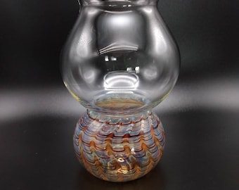Handblown Tulip Beer Glass - Silver Fume Wrap & Rake Design