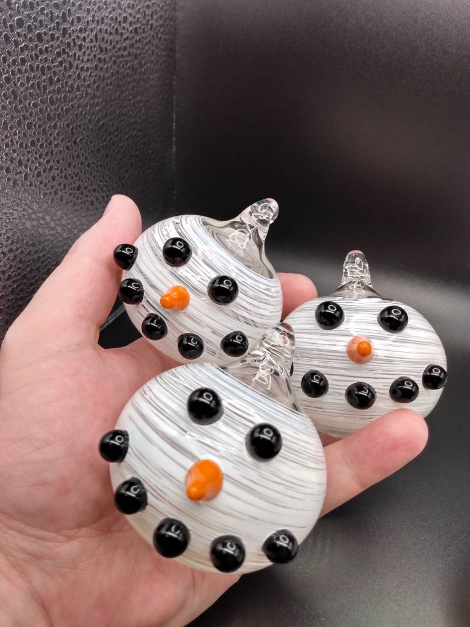 Hand Blown Glass Snowman Face Christmas Ornament Etsy