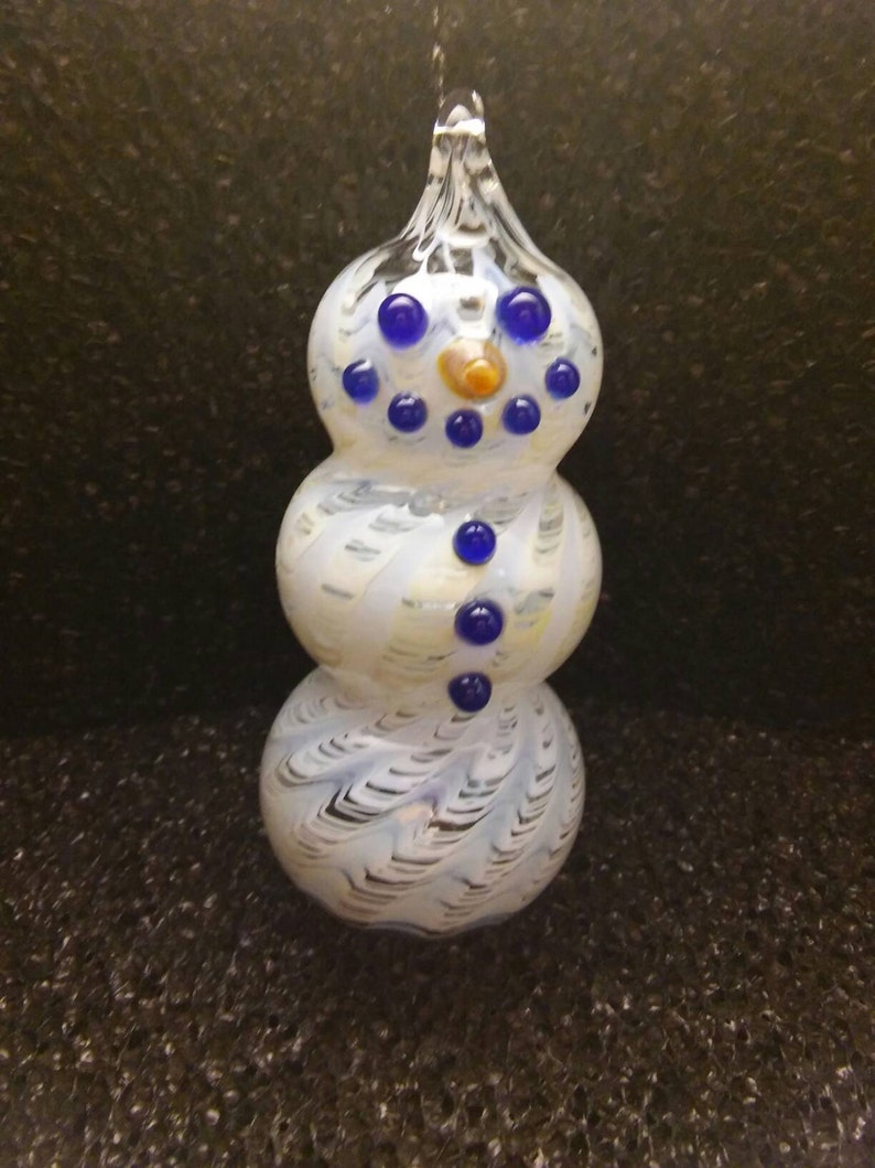 Hand Blown Glass Snowman Christmas Ornament Etsy