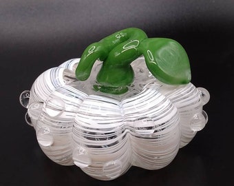 Hand blown glass white pumpkin. Ornamental decoration.