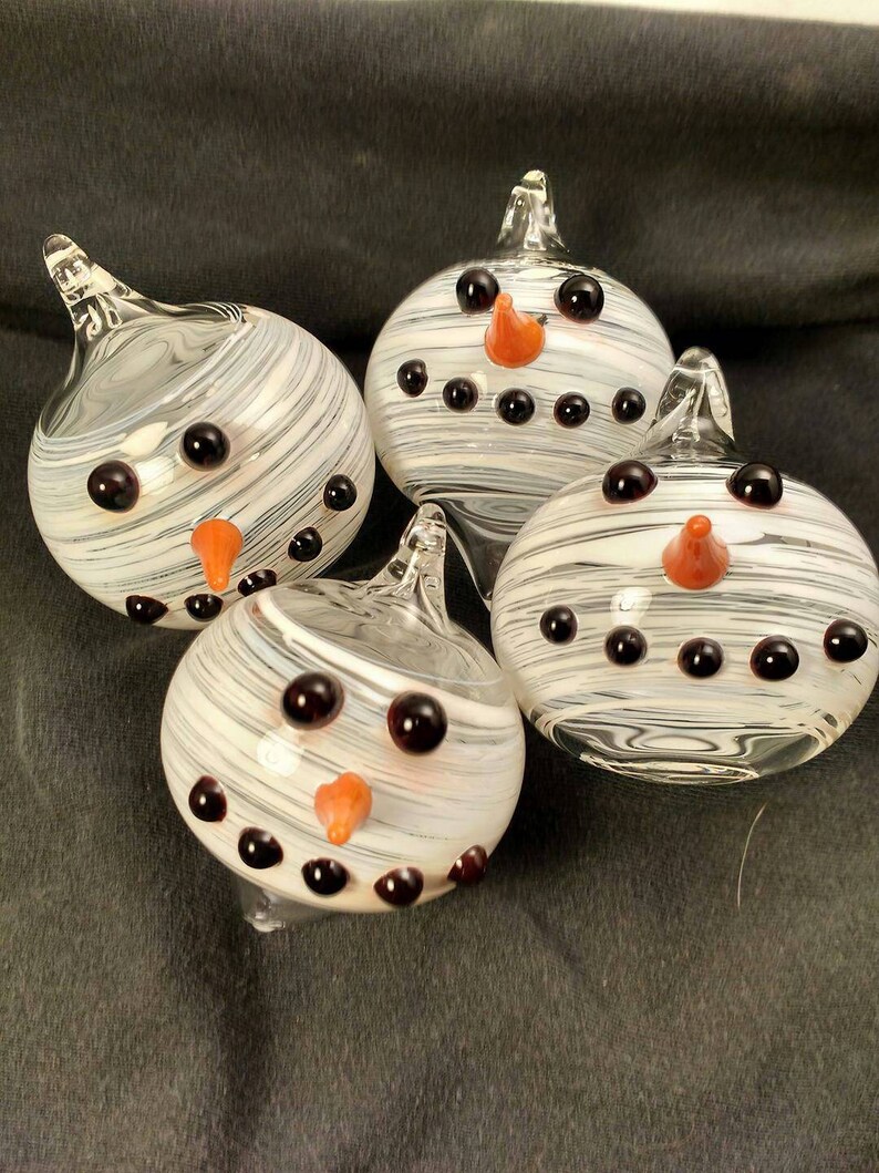 Hand blown glass snowman face christmas ornament Etsy