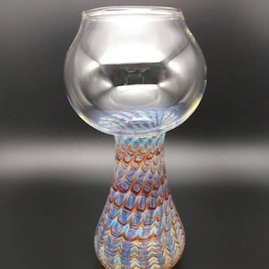 Hand blown wrap and rake color changing craft beer glass 14-16oz