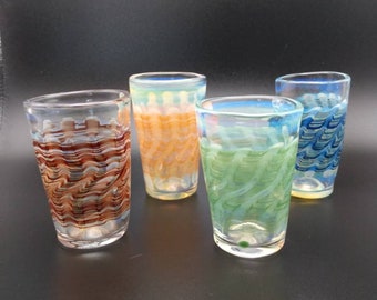 Hand blown wrap and rake with silver fume shot glass