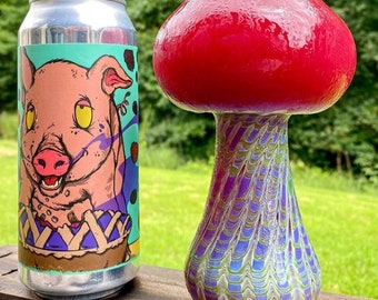 Mushroom Beer Glass - Handmade Fumed Borosilicate Wrap and Rake