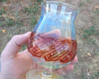 Hand blown wrap and rake 10-12oz flared tulip snifter glass