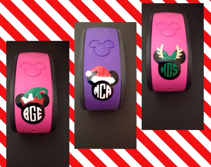 Christmas Magic Band Monogram Mickey or Minnie Decal, Disney Christmas