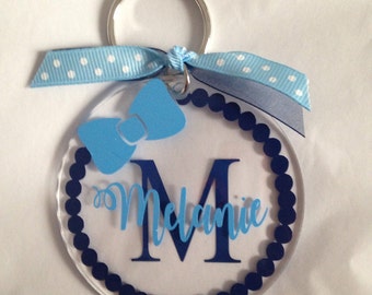 Monogrammed Keychain 3" Monogrammed Acrylic Keychain Single Letter Personalized Keychain Monogrammed Bagtag