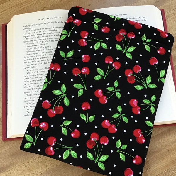 CLEARANCE - Book Sleeve - Cherries Book Sleeve - Padded Book Sleeve - Tablet Sleeve - Booksleeve - Tablet Cover