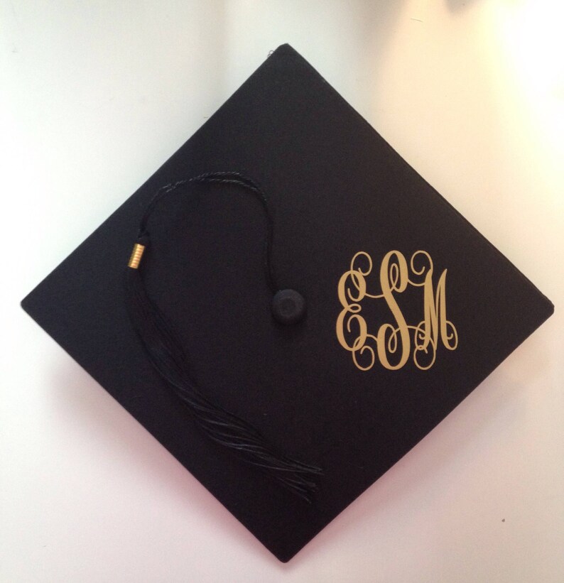 Graduation Cap Monogram Decal Stickers Vinyl Monogram Decals Etsy