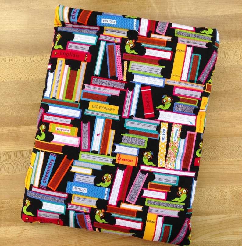 Book Sleeve  Large Book Sleeve  Library Book Worm  Pattern image 0