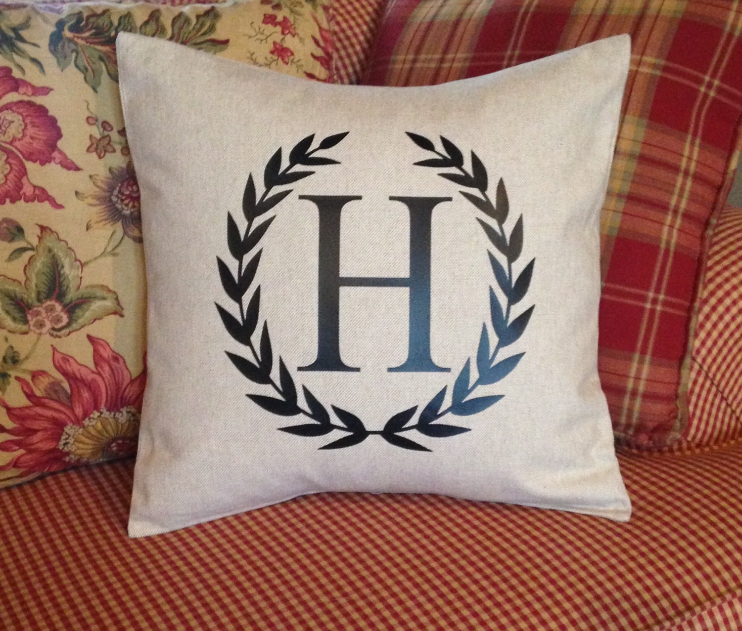 Monogrammed Pillow Cover Throw Pillow Cover Personalized Throw Etsy