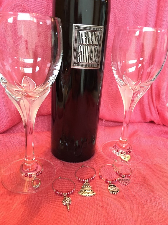Bridal Shower Wedding Wineglass Charms Set Of 6 Bridal Shower Wedding Wineglass